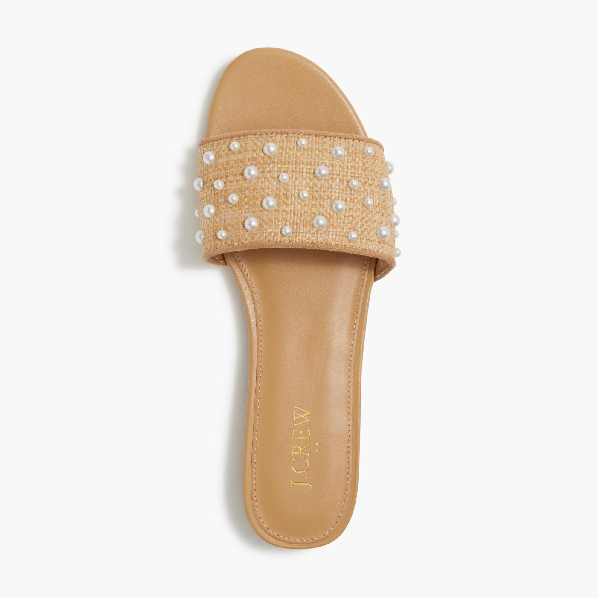 Woven pearl slide sandals Product Image