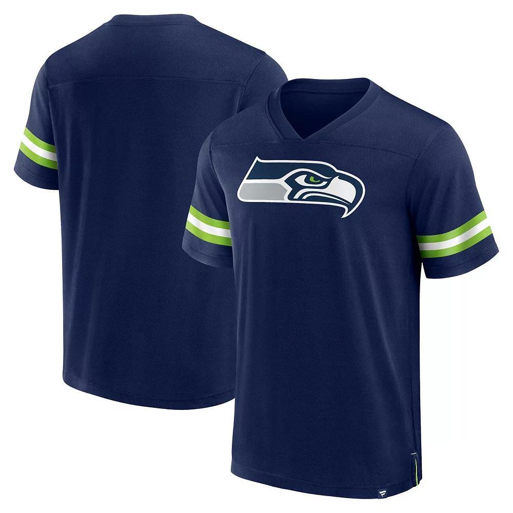 Men's Fanatics Branded College Navy Seattle Seahawks Jersey Tackle V-Neck T-Shirt, Size: Small, Blue Product Image