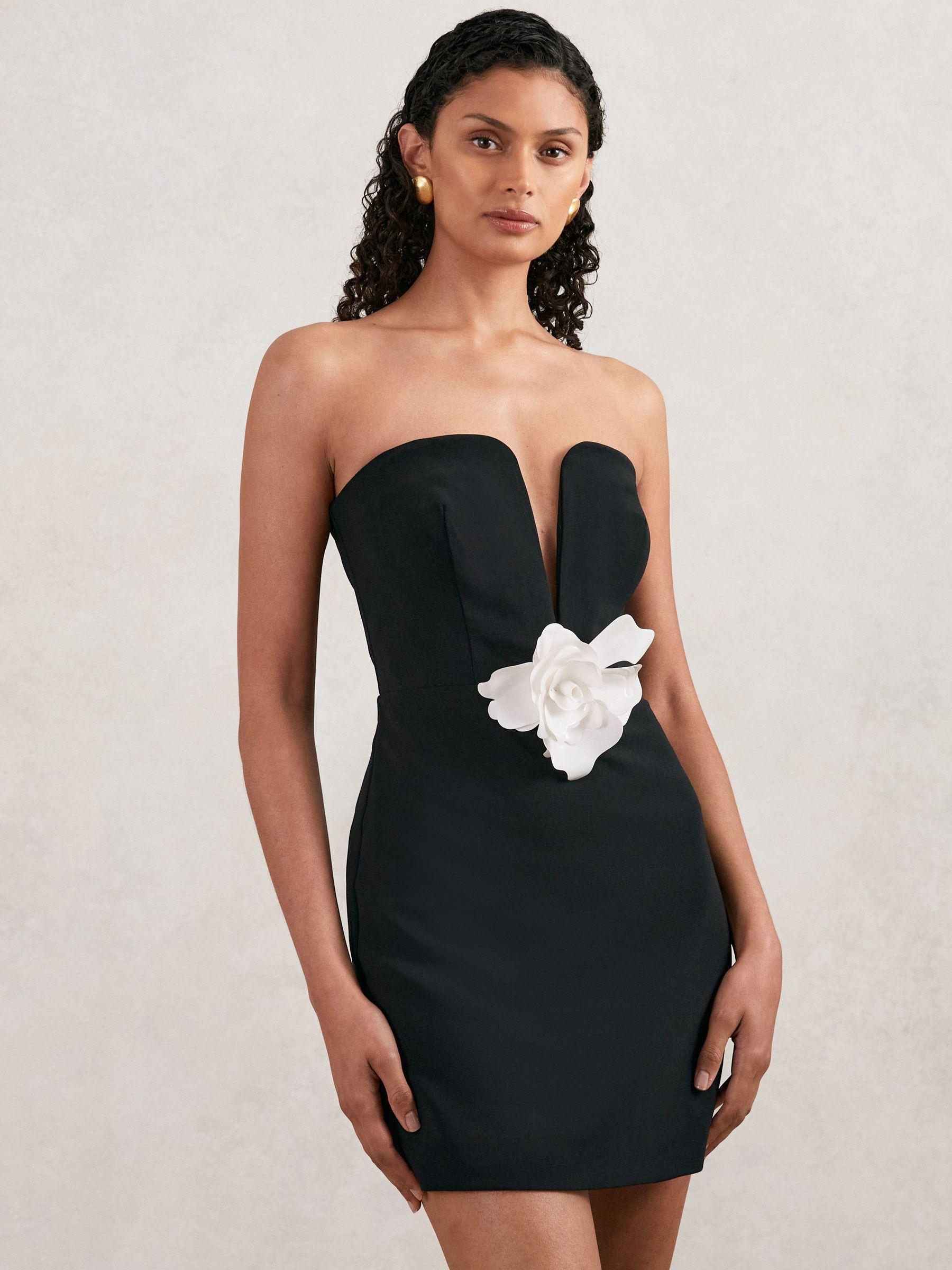 Halston Strapless Fitted Mini Dress in Black Product Image