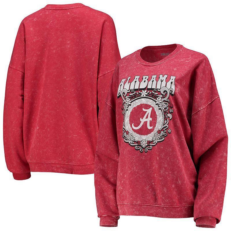 Womens ZooZatz Crimson Alabama Crimson Tide Garment Wash Oversized Vintage Pullover Sweatshirt Product Image
