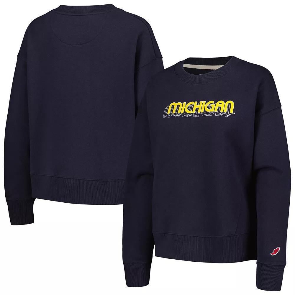 Women's League Collegiate Wear Navy Michigan Wolverines Boxy Pullover Sweatshirt, Size: Medium, Blue Product Image