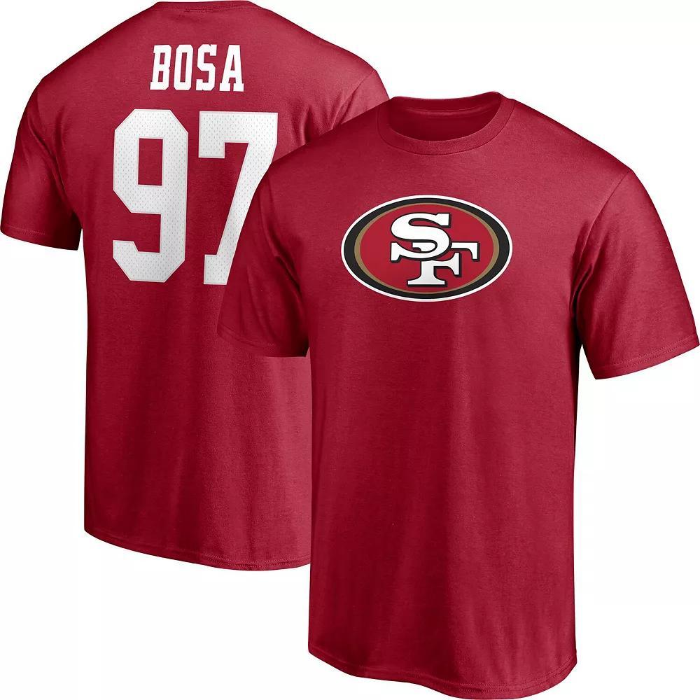 Men's Fanatics Branded Nick Bosa Scarlet San Francisco 49ers Player Icon Name & Number T-Shirt, Size: Large, Red Product Image