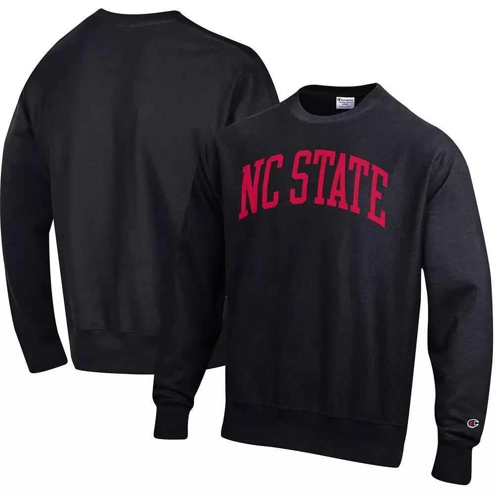 Men's Champion Black NC State Wolfpack Arch Reverse Weave Pullover Sweatshirt, Size: Small, Nst Black Product Image