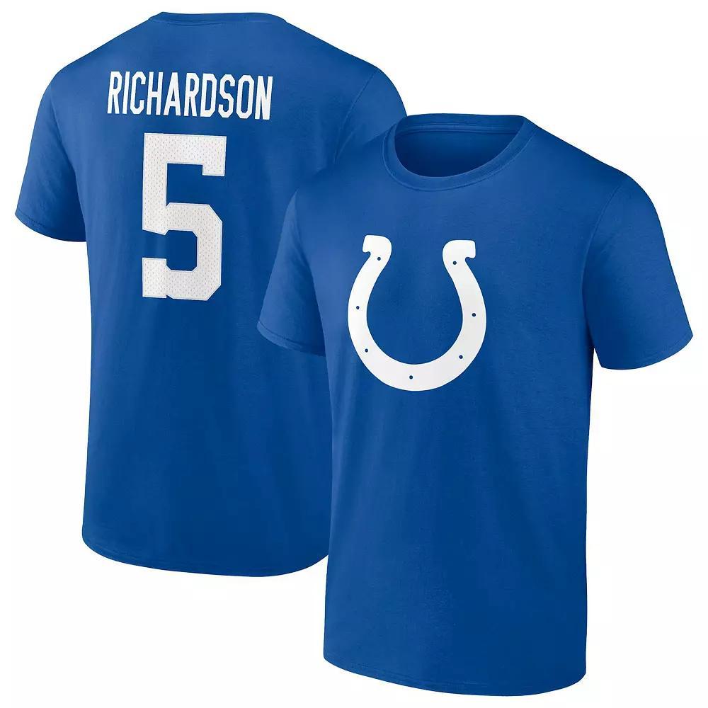 Men's Fanatics Branded Anthony Richardson Royal Indianapolis Colts 2023 NFL Draft First Round Pick Icon Name & Number T-Shirt, Size: Medium, Blue Product Image