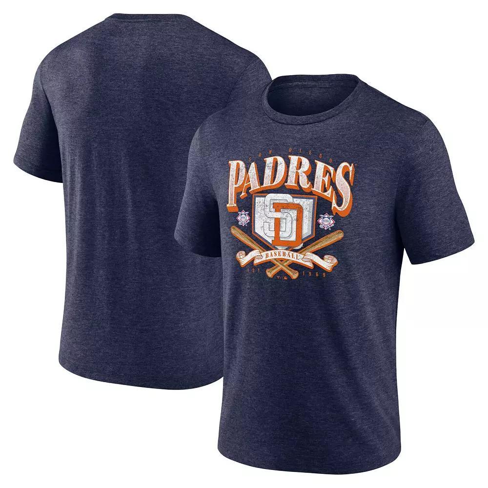 Men's Fanatics Branded Heather Navy San Diego Padres Home Team Tri-Blend T-Shirt, Size: 3XL, Blue Product Image