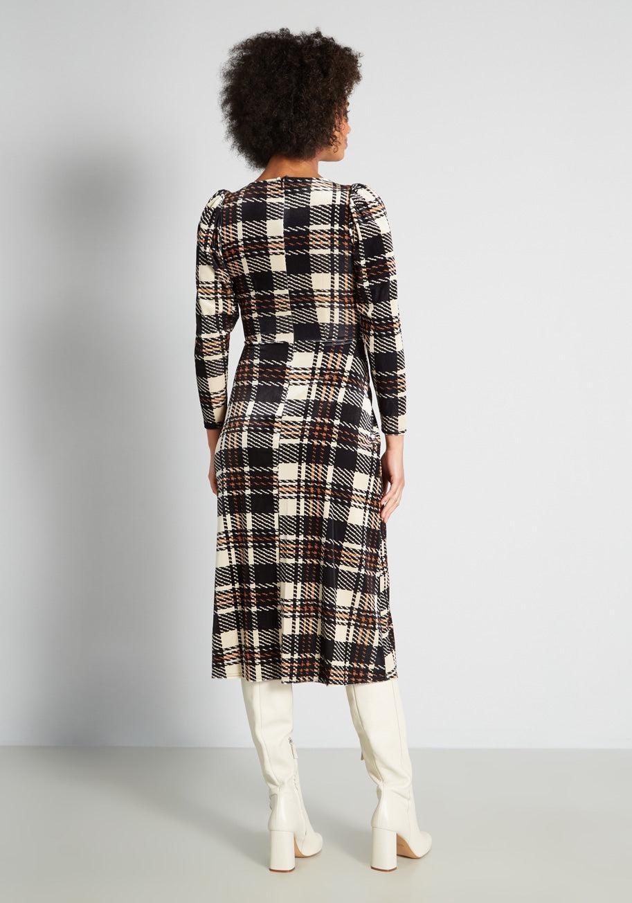 A Plaid Habit Midi Dress Product Image
