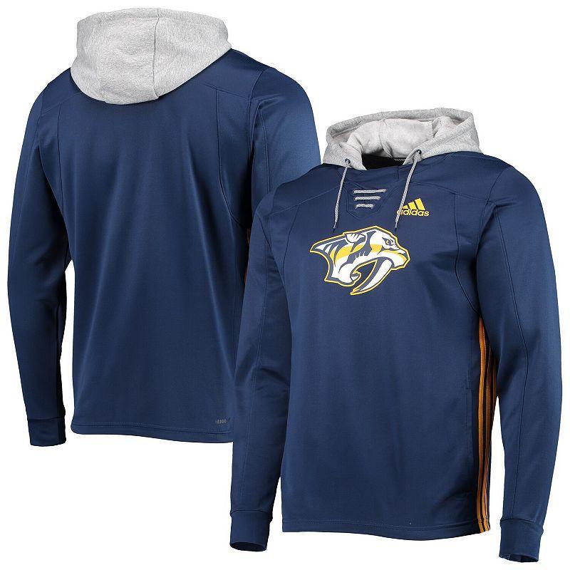 Mens adidas Navy Nashville Predators Skate Lace AEROREADY Pullover Hoodie Pdt Blue Product Image