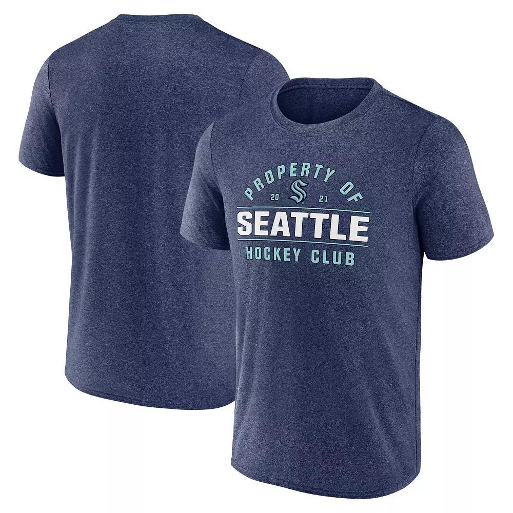 Men's Fanatics Heather Deep Sea Blue Seattle Kraken Property Of T-Shirt, Size: XL, Krk Blue Product Image