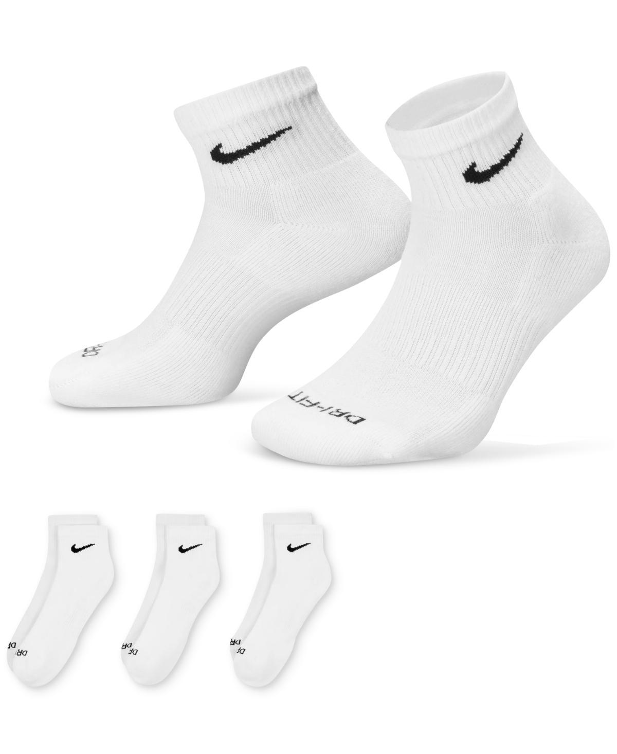 Nike Mens Nike 3 Pack Dri-FIT Plus Quarter Socks - Mens Black/White Product Image
