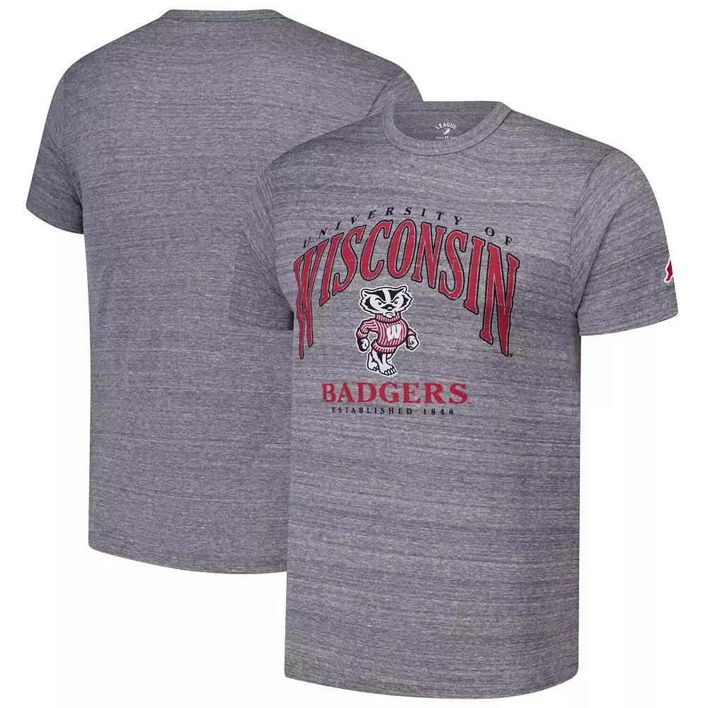 Men's League Collegiate Wear Heather Gray Wisconsin Badgers Tall Arch 2.0 Victory Falls Tri-Blend T-Shirt, Size: 2XL, Grey Product Image