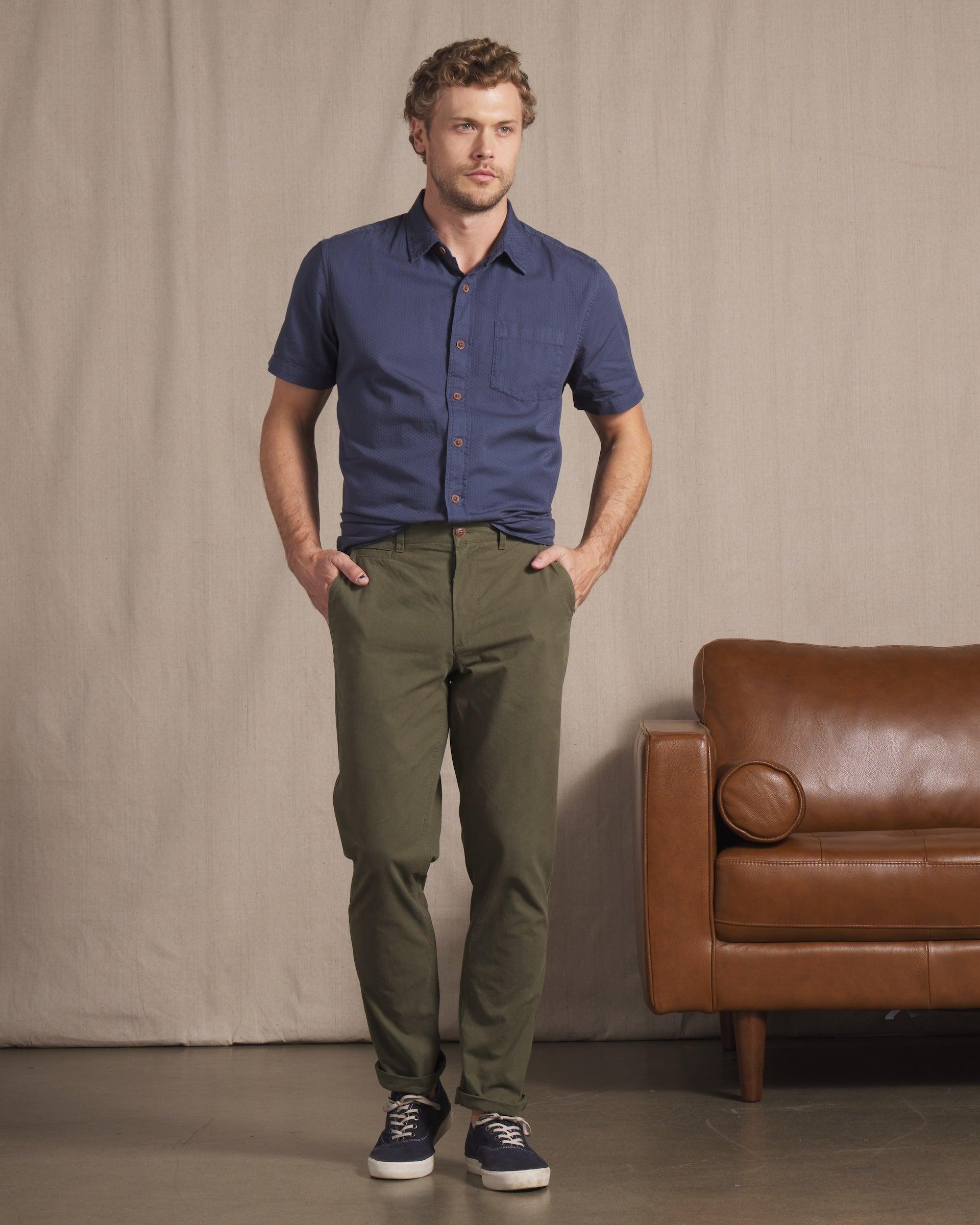 Mercer  Cotton Officer Pants - Dark Olive Product Image