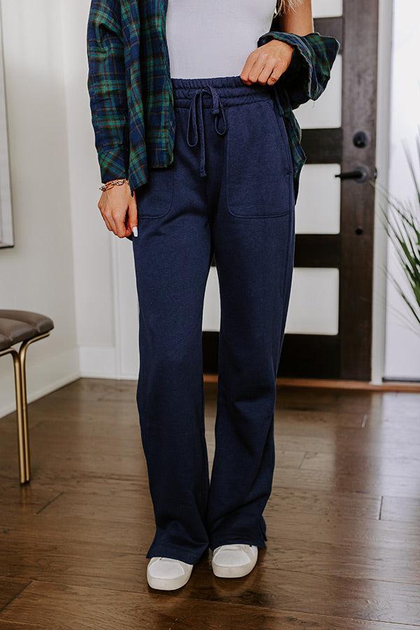 Coffee Run Cutie Straight Leg Pants in Navy Product Image