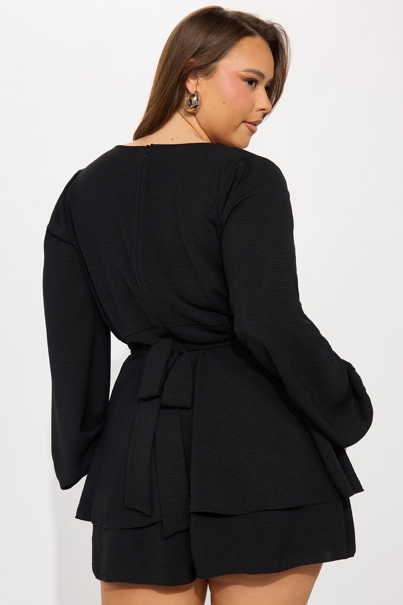 Alessia Long Sleeve Romper - Black Product Image