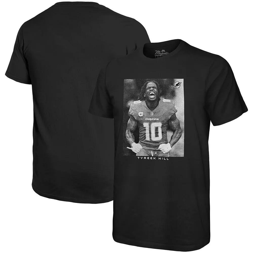 Men's Majestic Threads Tyreek Hill Black Miami Dolphins Oversized Player Image T-Shirt, Size: Large Product Image