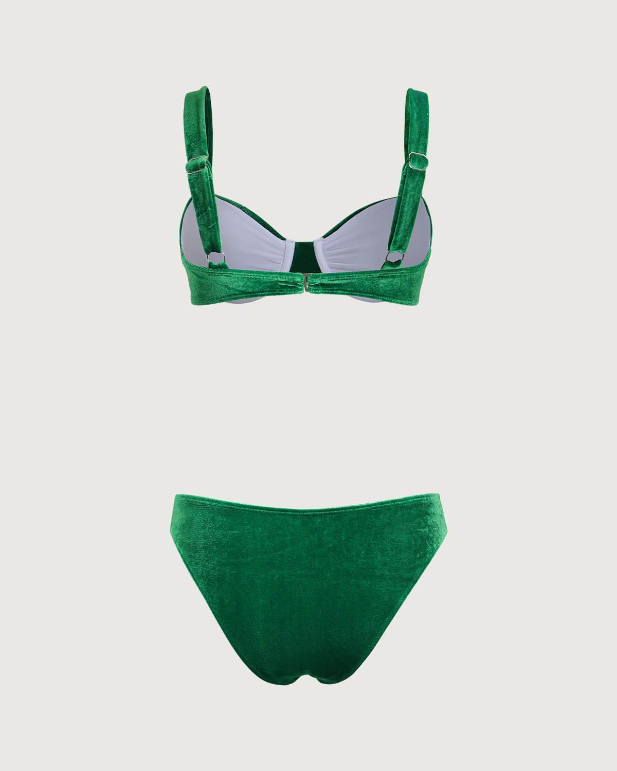 Green Velvet Underwire Bikini Set Product Image