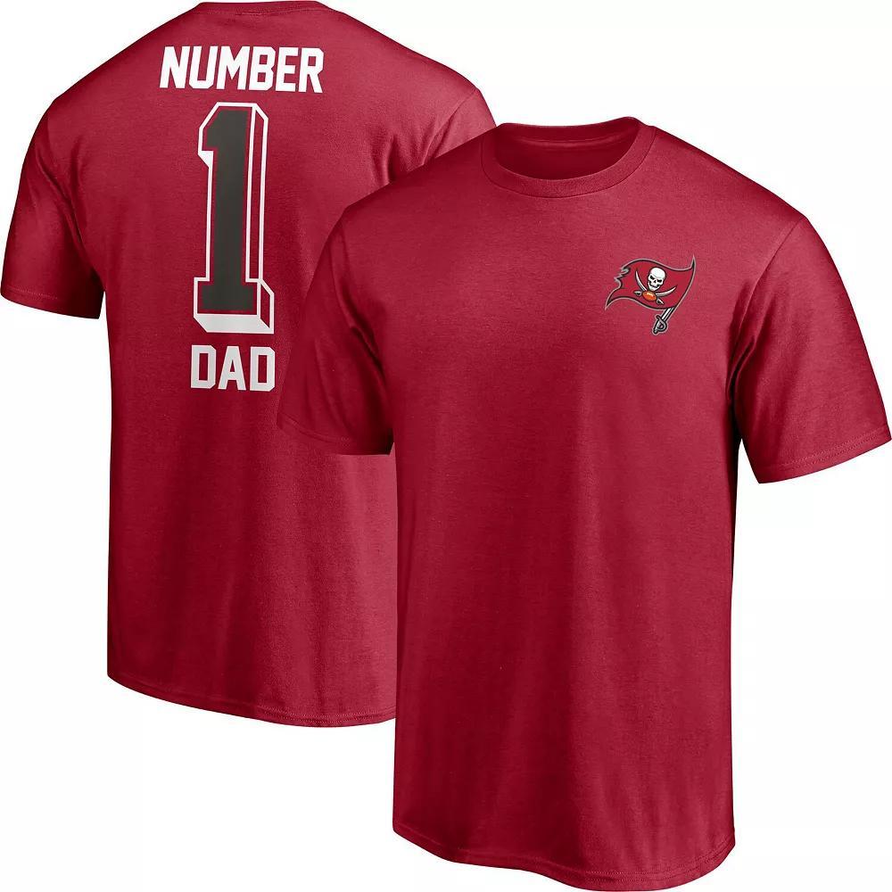Men's Fanatics Branded Red Tampa Bay Buccaneers #1 Dad T-Shirt, Size: Small Product Image