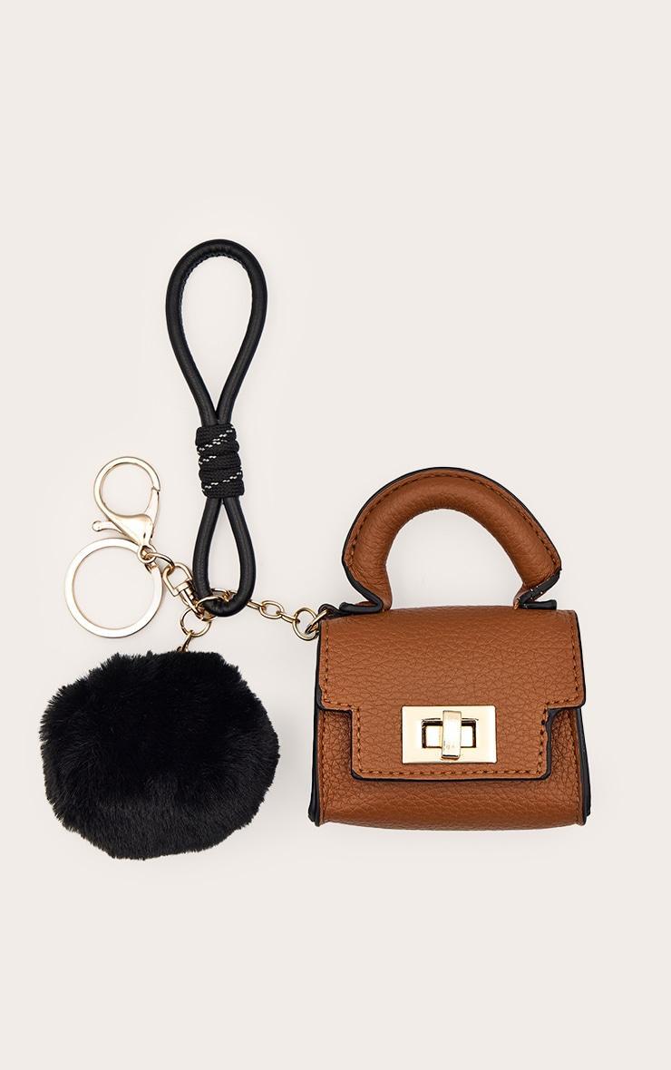 Tan Mini Bag And Pom-pom Bag Charm Product Image