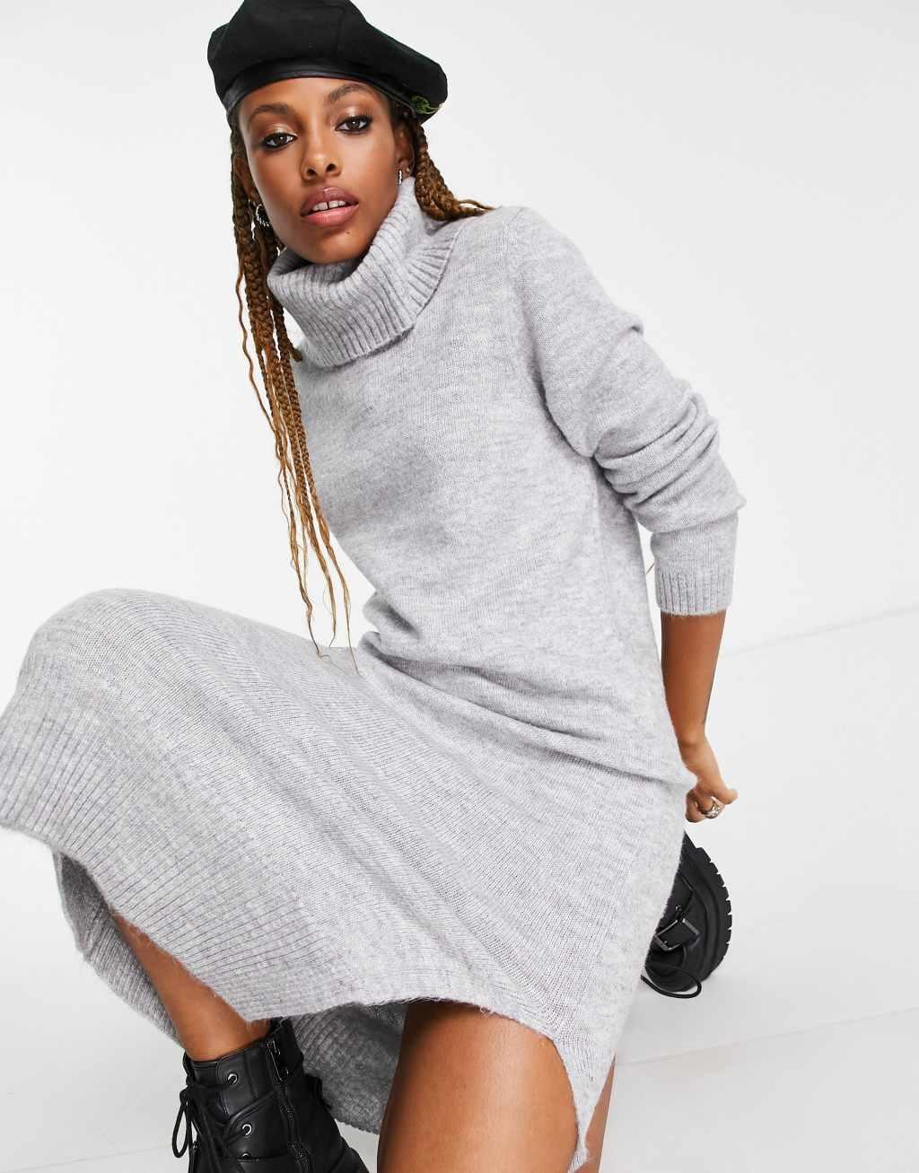 Only roll neck midi sweater dress Product Image