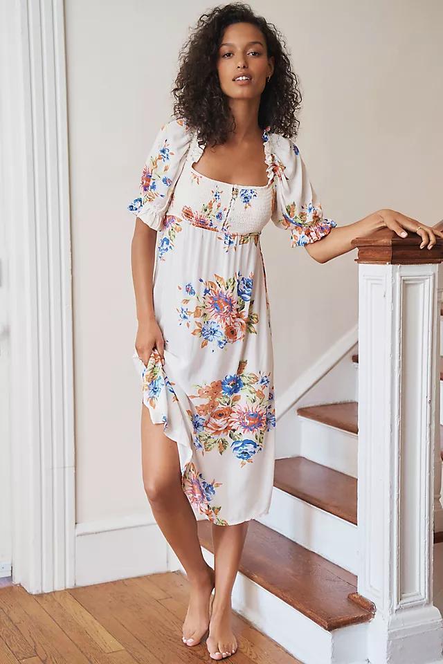 By Anthropologie Puff-Sleeve Smocked Dress Product Image
