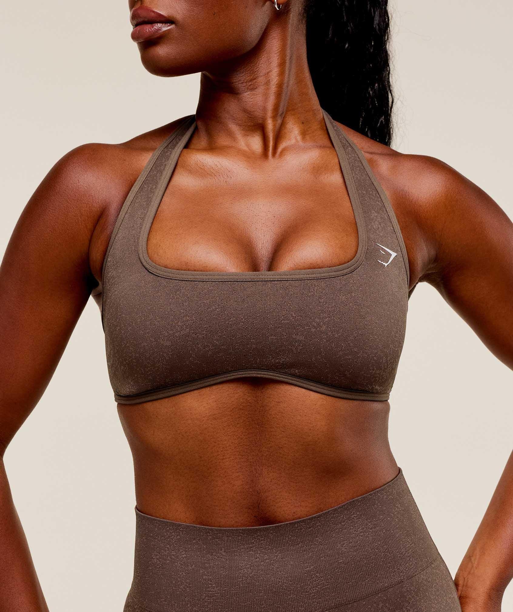 Gymshark Adapt Fleck x Whitney Halterneck Sports Bra - Lift Green/Clay Green Female Product Image
