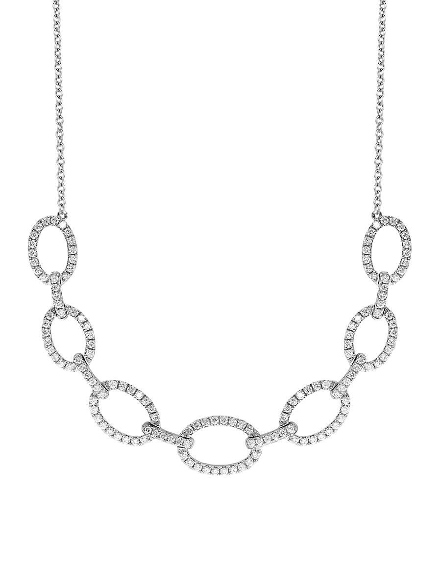 Womens 18K White Gold & 1.45 TCW Diamond Chain Link Necklace Product Image