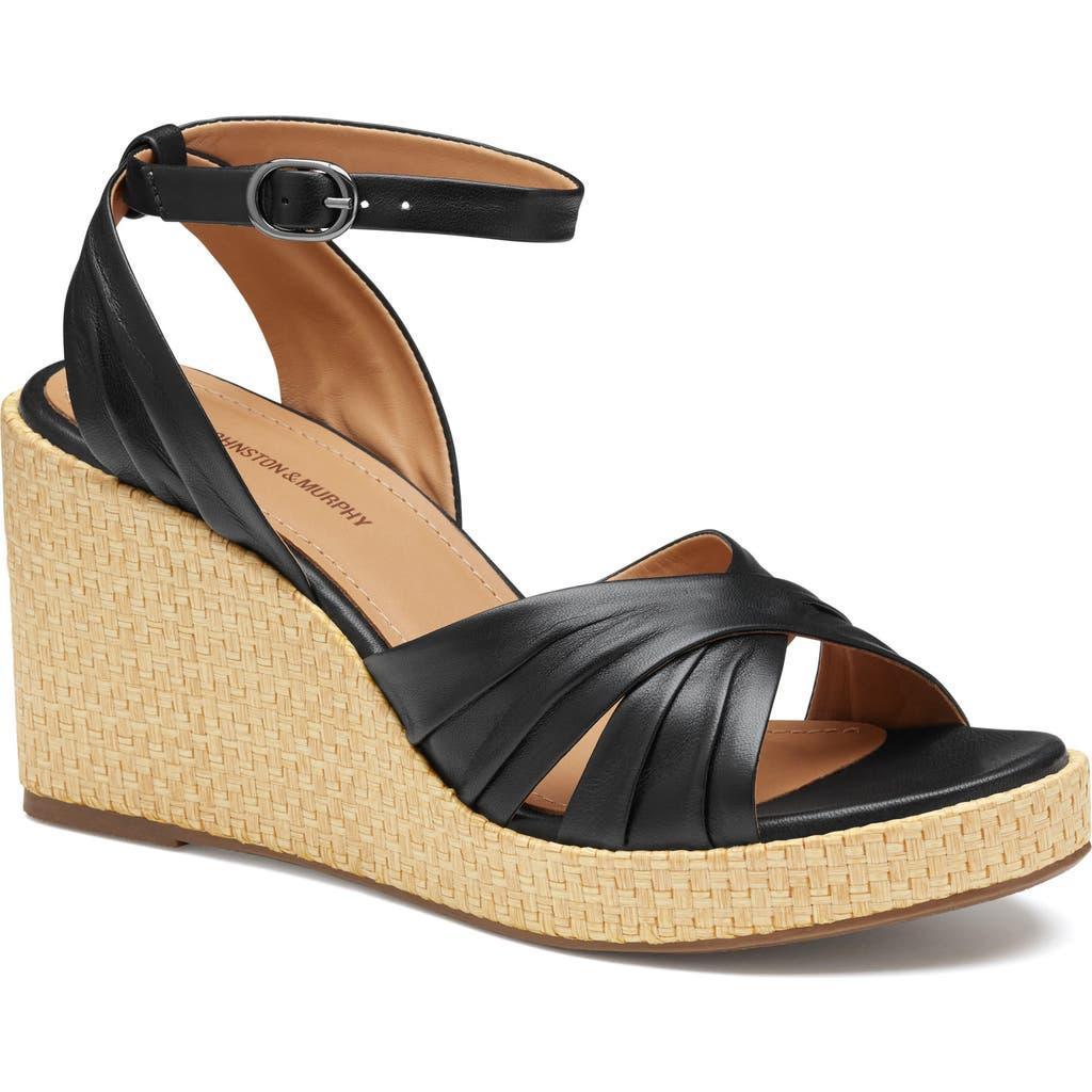 Johnston  Murphy Womens Marcia Leather Cross-Band Espadrille Platform Wedge Sandals Product Image