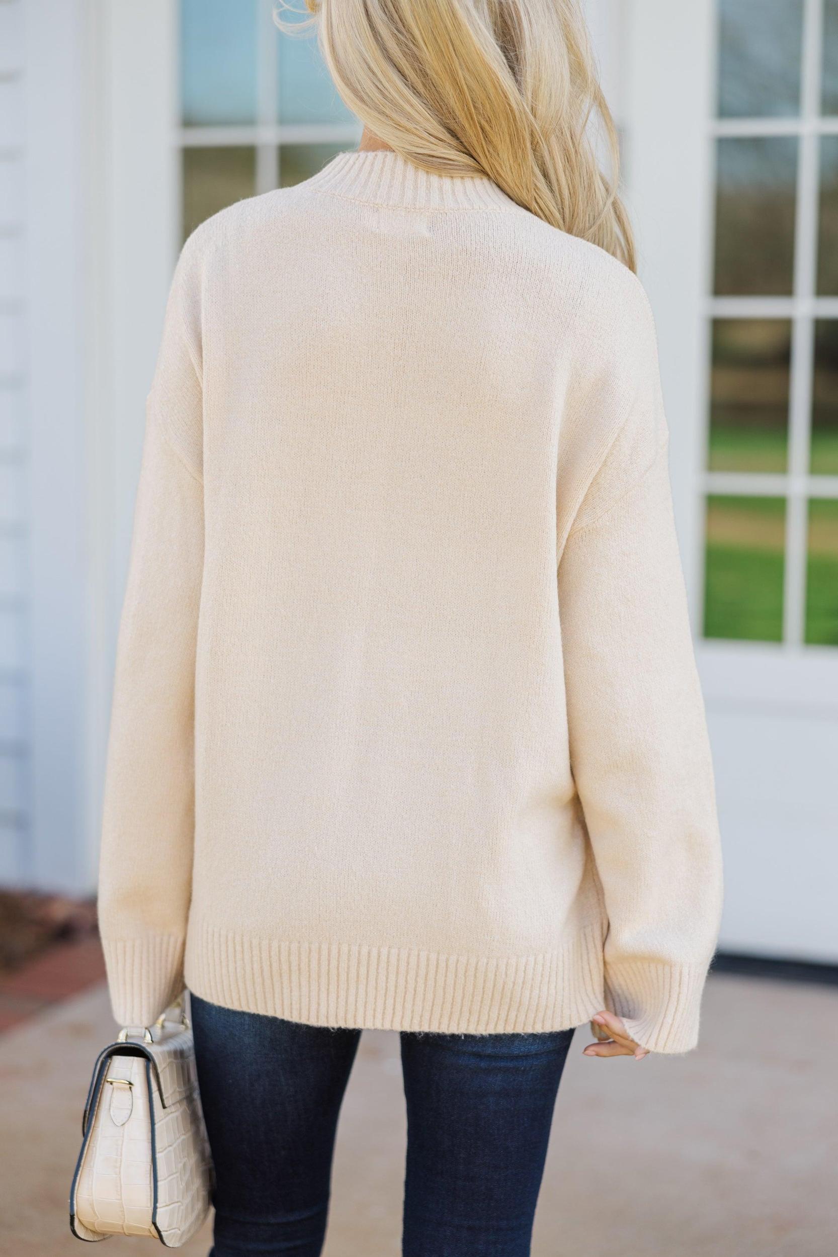 Keep You Close Taupe Bouquet Sweater Female Product Image