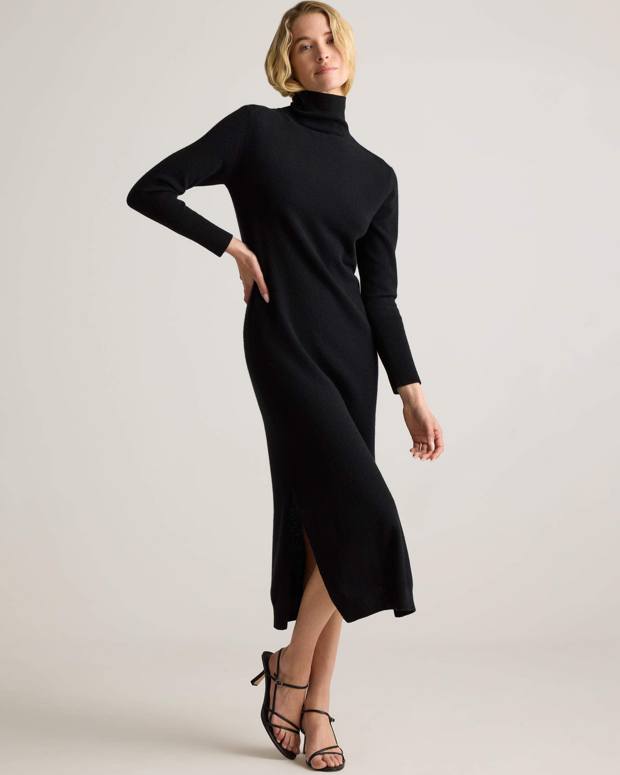 Quince | Women's Mongolian Cashmere Turtleneck Midi Sweater Dress Size XL Product Image