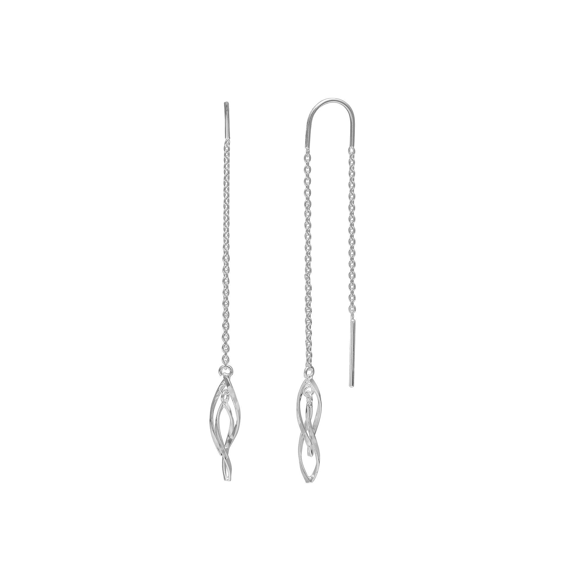 PRIMROSE Sterling Silver Twisted Chain Threader Earrings, Women's Product Image