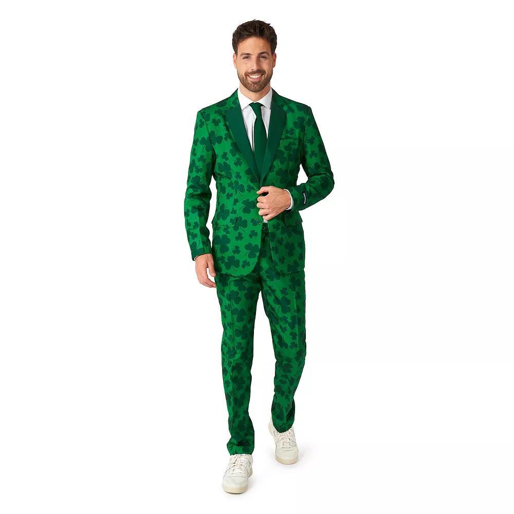 Men's Suitmeister St.Patrick's Day Print Slim-Fit Suit & Tie Set, Size: Medium, St. Pats Green Product Image