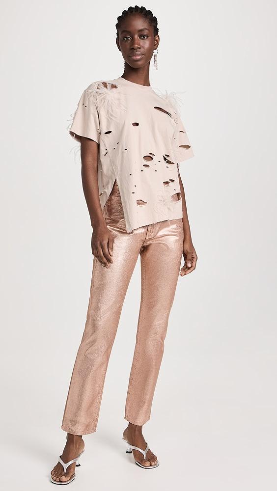 Marques Almeida Distressed T-Shirt with Feathers | Shopbop Product Image