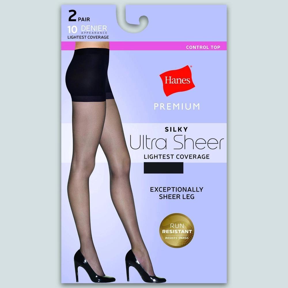Hanes Premium Women's 2pk Ultra Sheer Run Resist Pantyhose XXL: Hosiery, Tagless, High Waisted Product Image