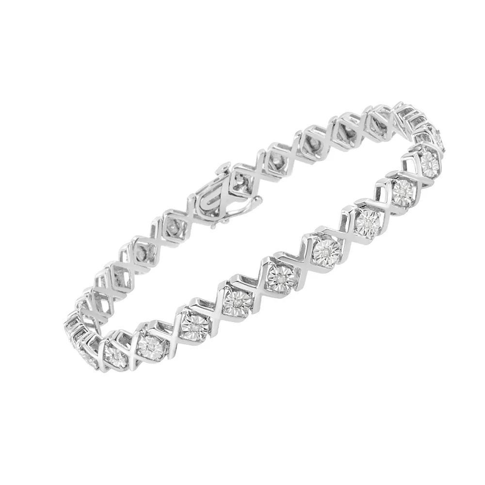 Haus of Brilliance Sterling Silver 1/4 Carat T.W. Diamond Miracle-Set X Link Bracelet, Womens Product Image