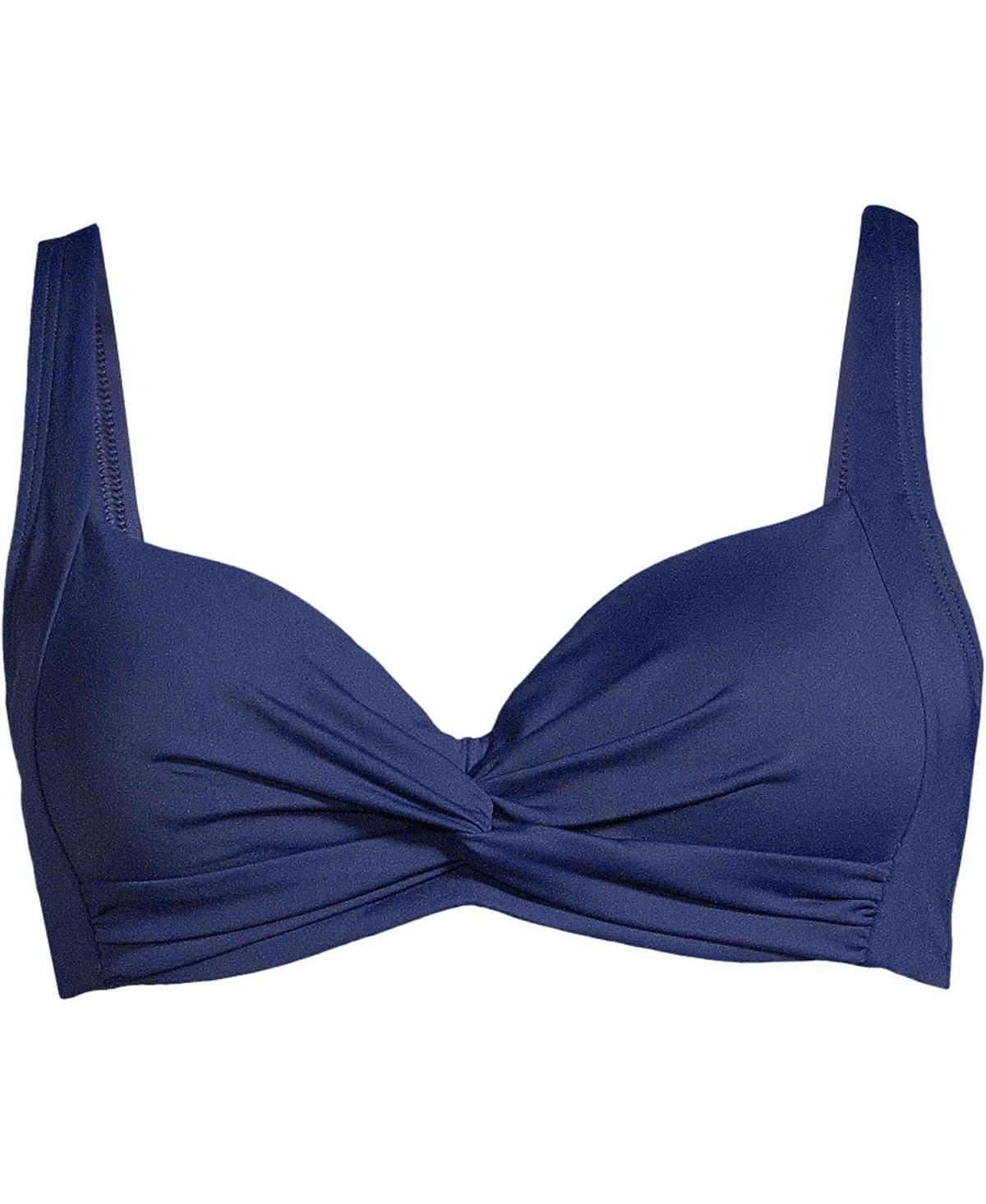Plus Size Lands' End Twist-Front Underwire Bikini Top, Women's, Size: 26 W, Black Product Image