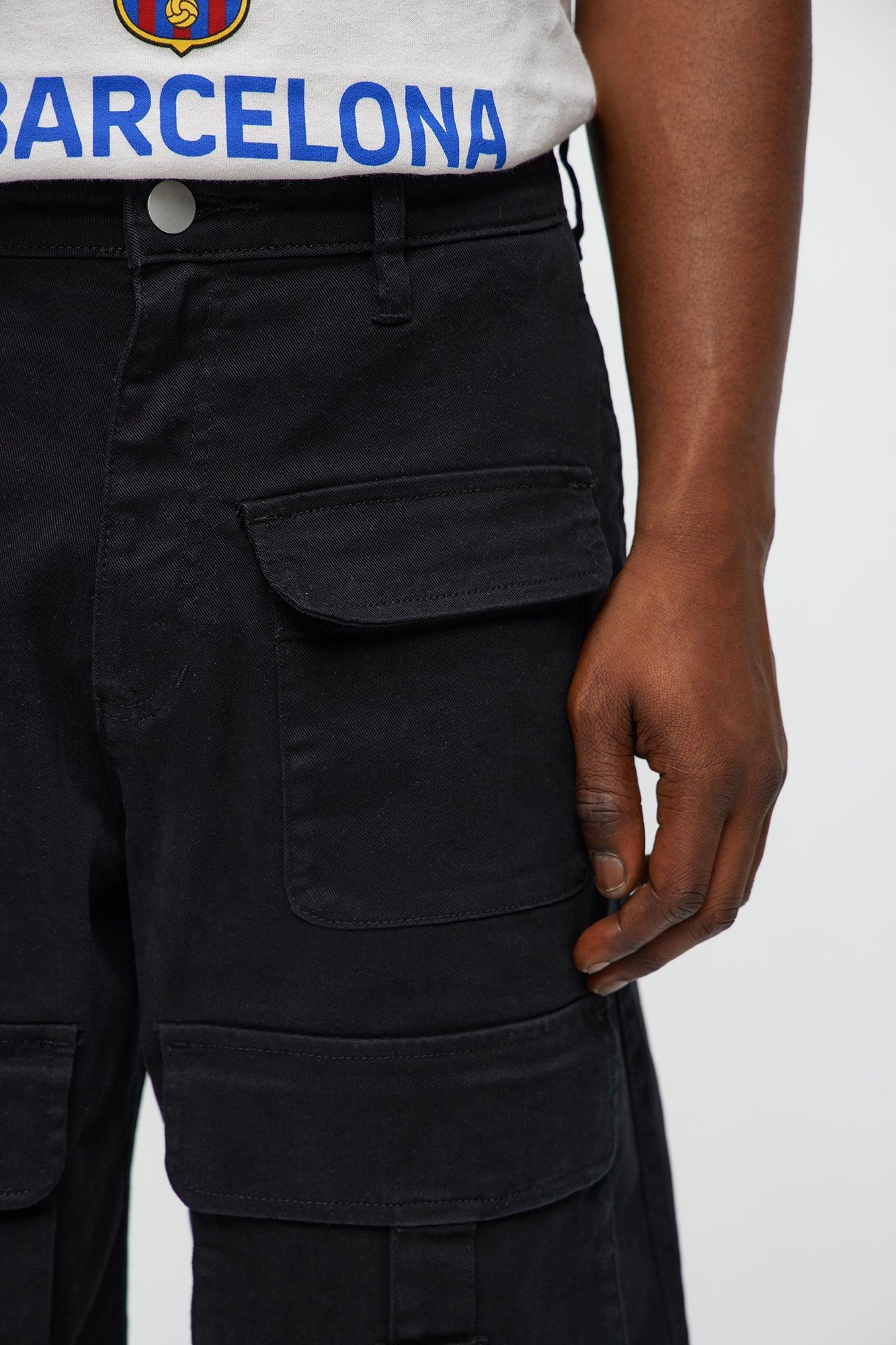 Baggy Oversized Pocket Cargo Shorts - Black Product Image