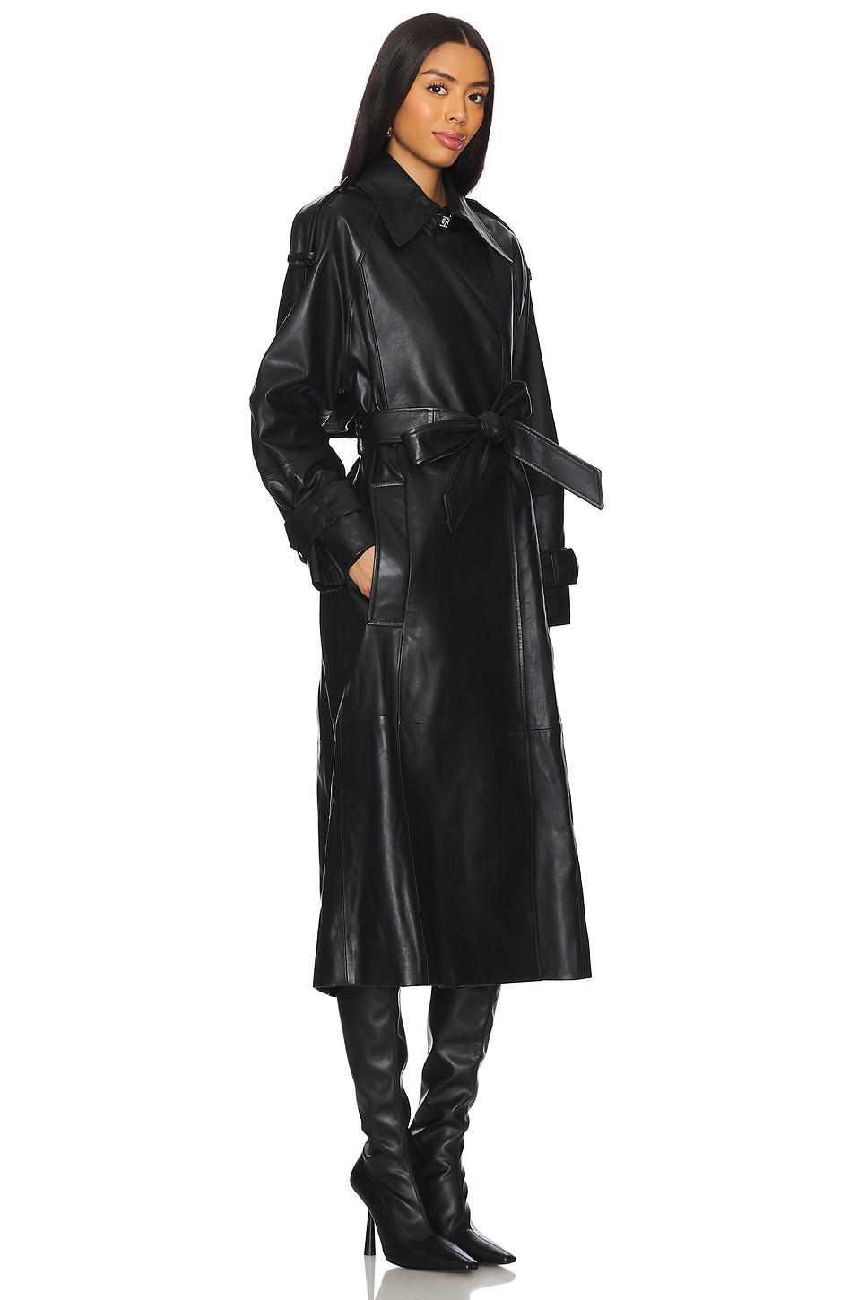 Lilith Leather Trench Coat Ivy Oak Product Image