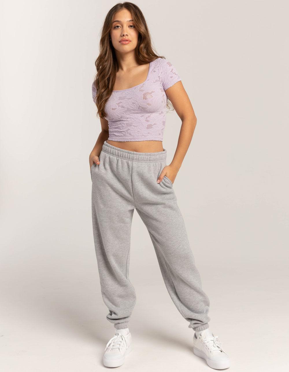 FULL TILT Seamless Texture Square Neck Womens Tee - LAVENDAR Product Image