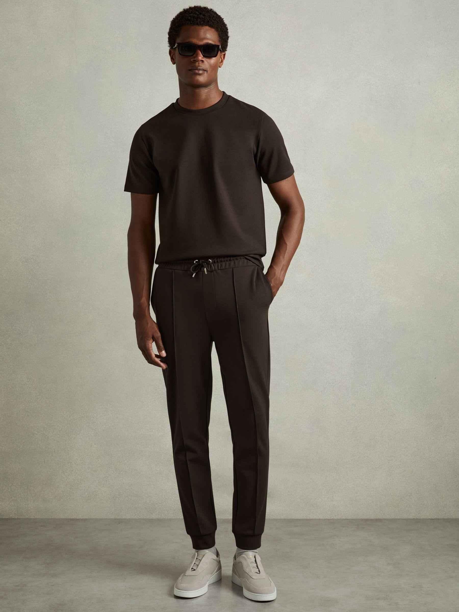 Interlock-Jersey Drawstring Joggers in Chocolate Brown Product Image