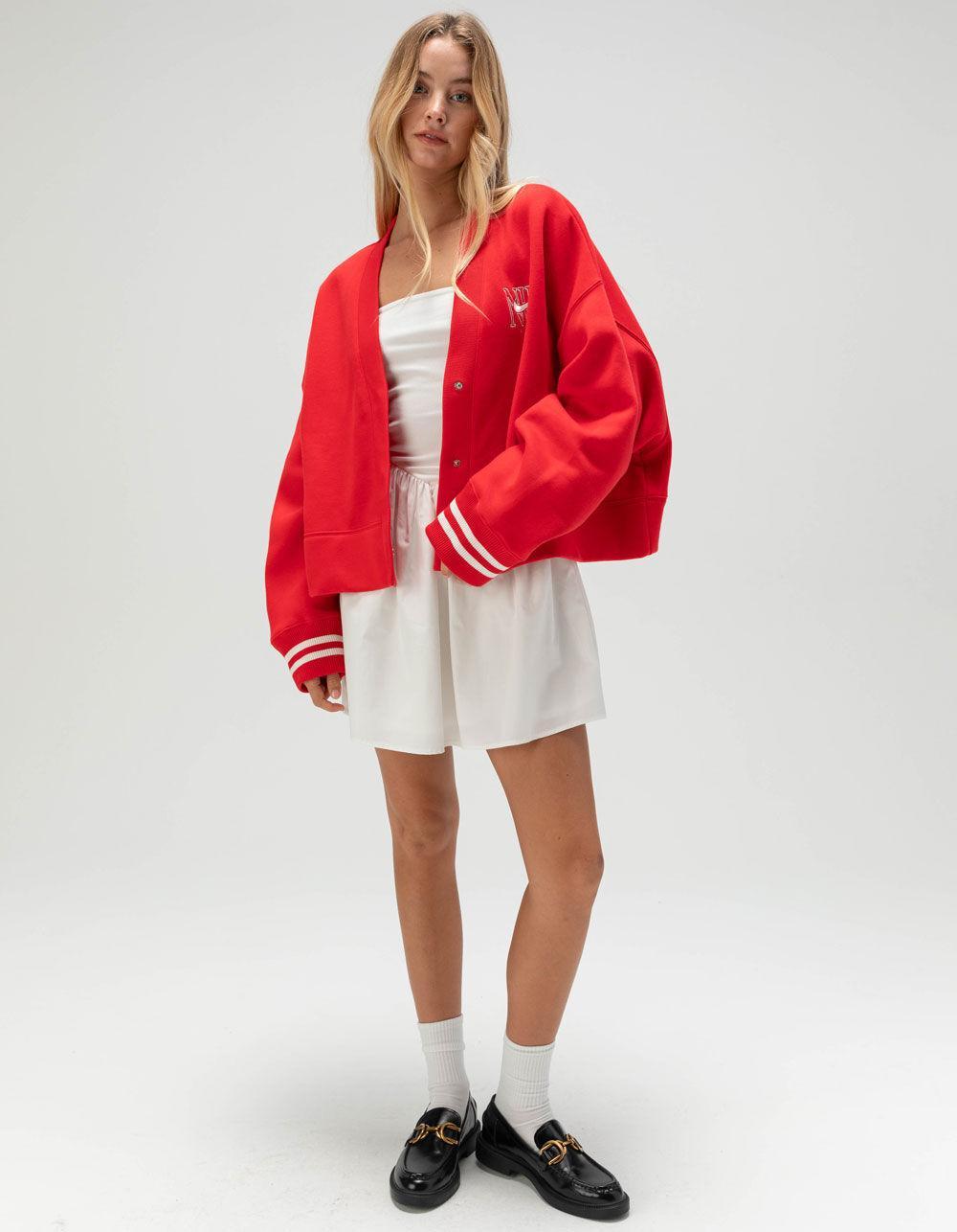 NIKE Sportswear Phoenix Fleece Womens Oversized Cardigan - RED Product Image