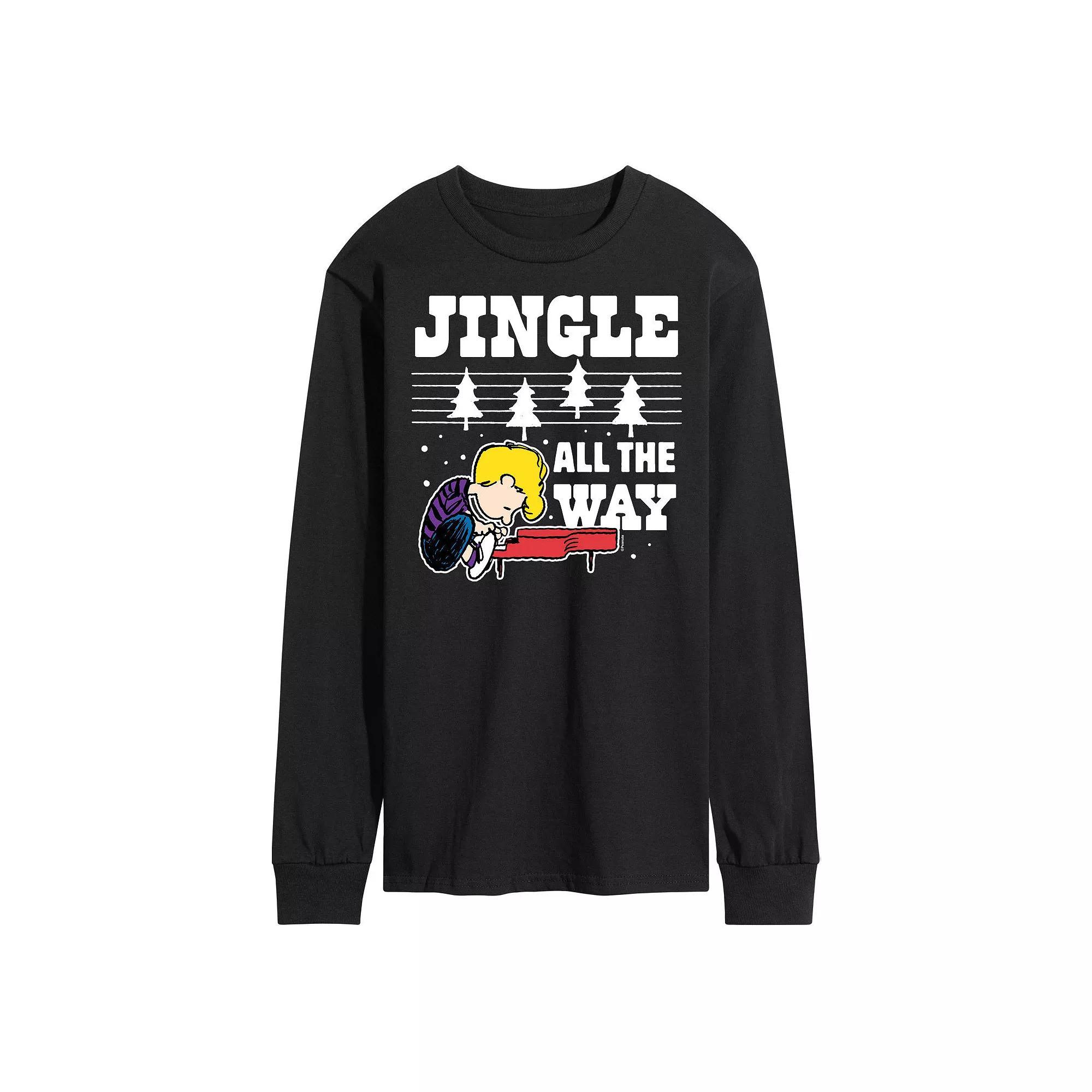 Mens Peanuts Jingle All The Way Piano Long Sleeve Tee Product Image