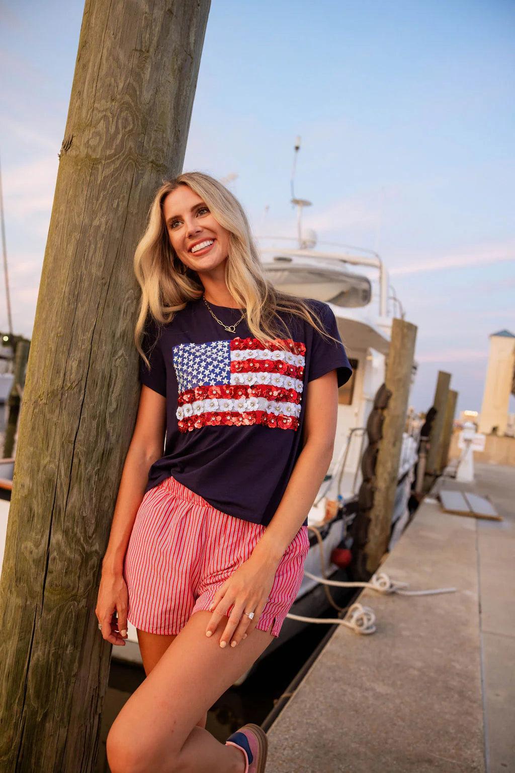 Flower American Flag Tee Product Image