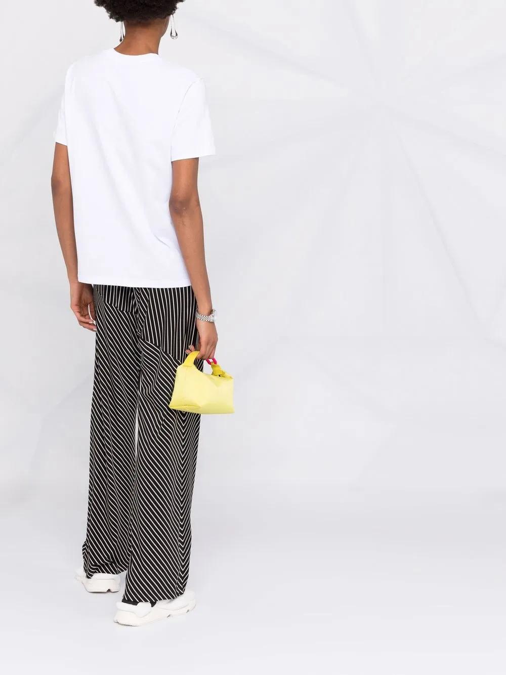 MSGM Logo Print Crewneck T-shirt In White Product Image