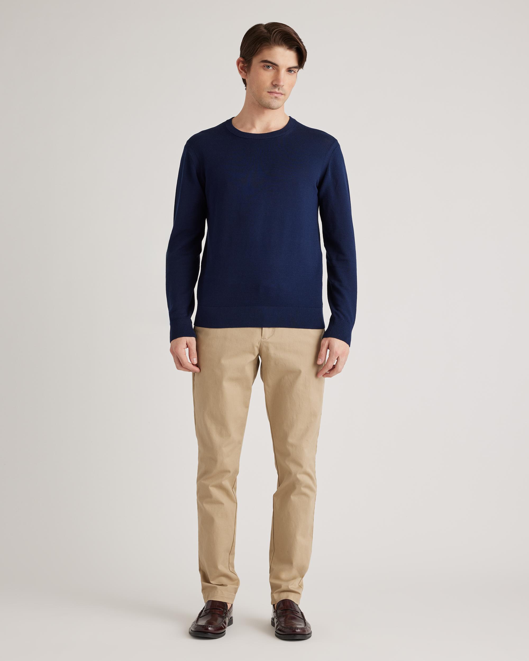 Quince | Men's -Silk Pique Crewneck Sweater Organic Cotton Product Image