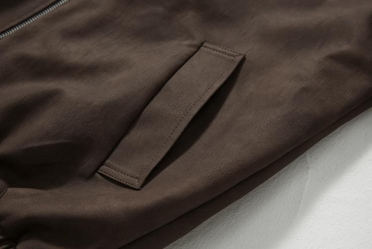 RT No. 11364 BROWN ZIP-UP LEATHER JK Product Image