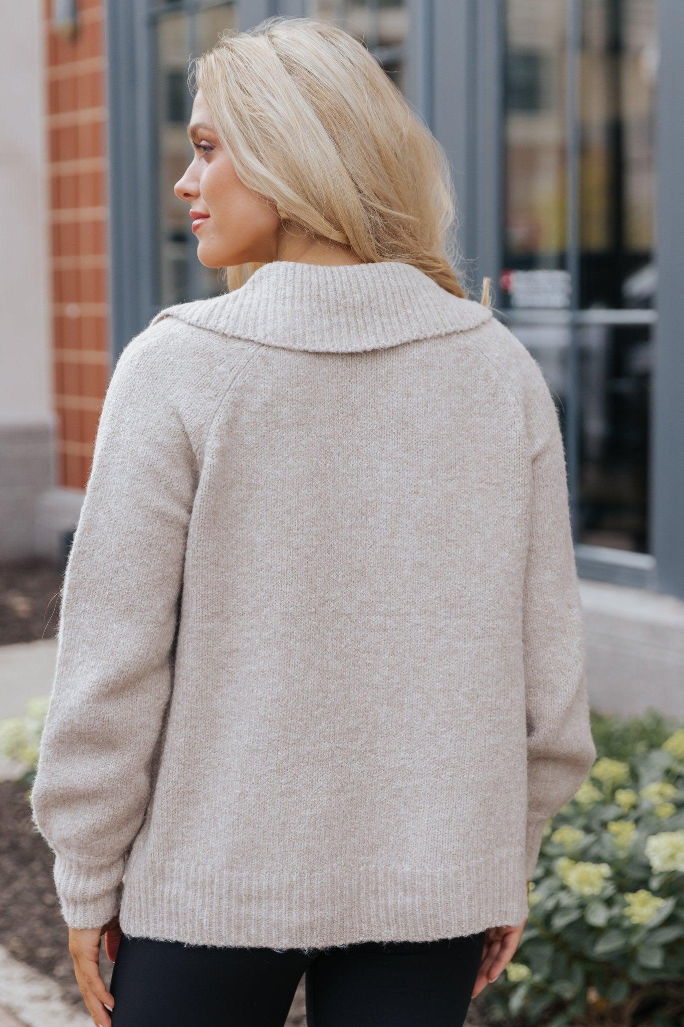 Beige Button Down Sweater Cardigan-FINAL SALE Female Product Image