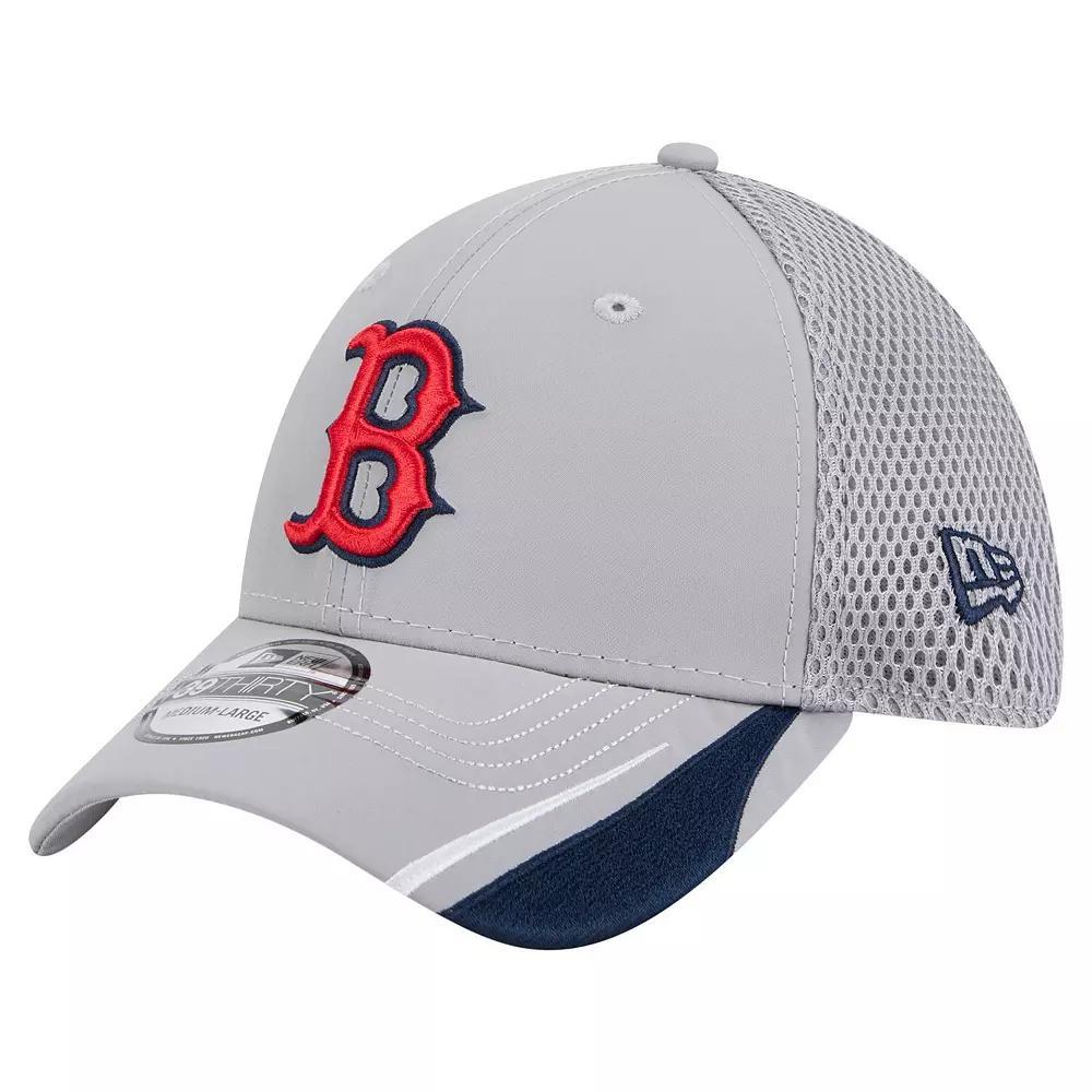 Men's New Era  Gray Boston Red Sox Linear 39THIRTY Flex-Fit Hat, Size: Medium/Large, Grey Product Image