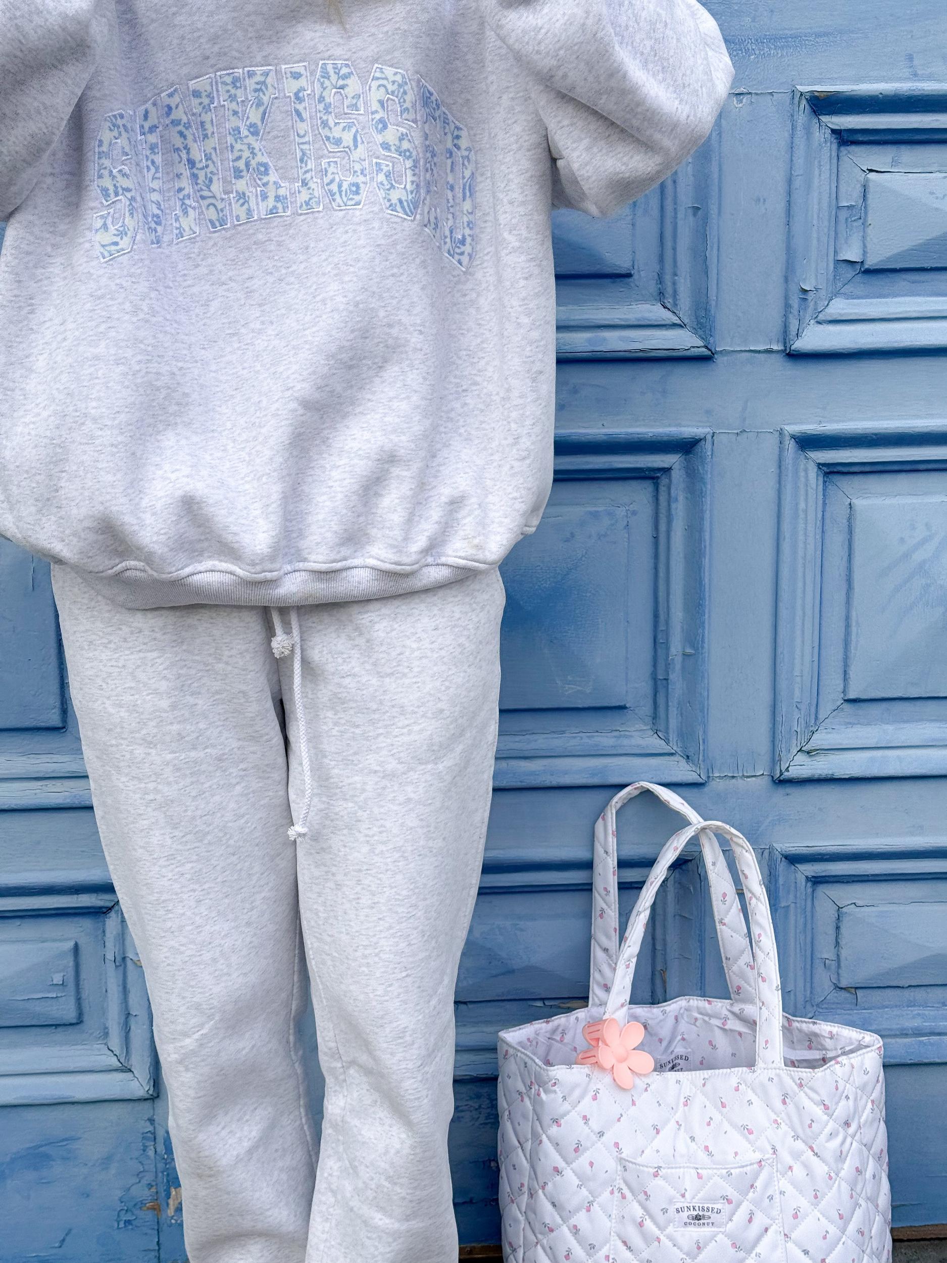 Pearl Grey Basic Blank Jogger Sweatpants Product Image