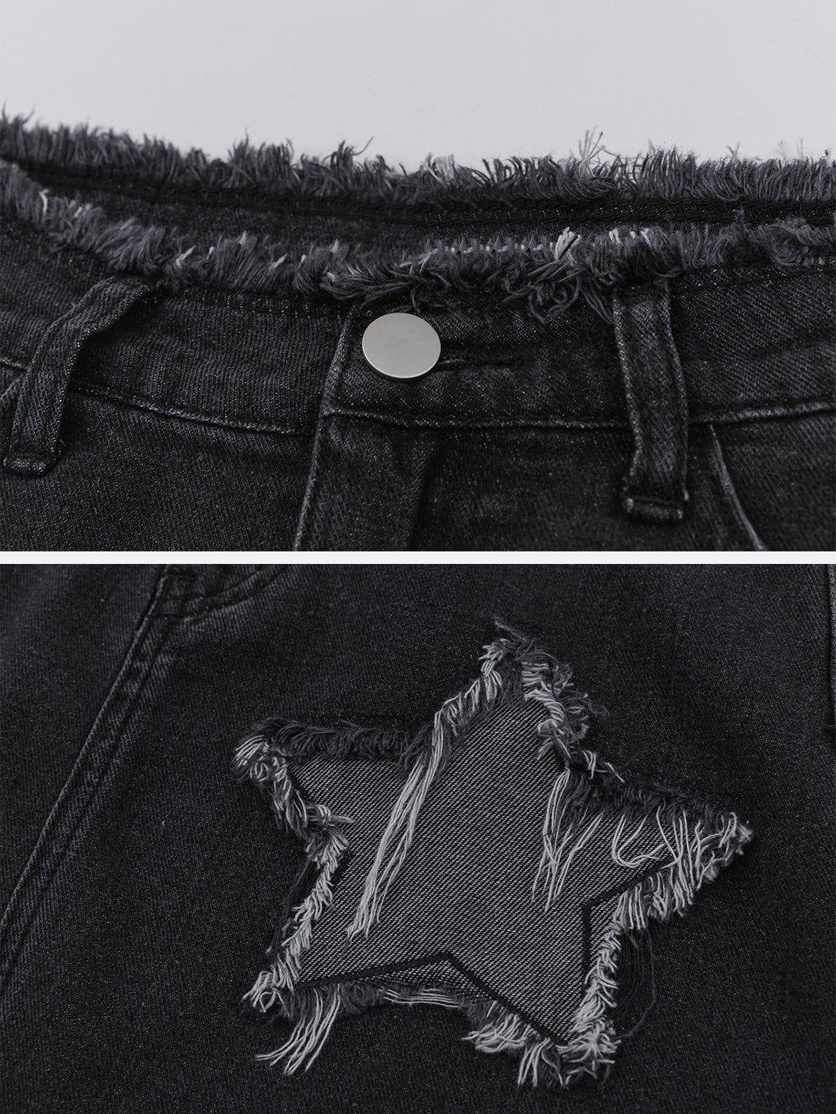 Aelfric Eden Irregular Raw Edge Star Denim Skirt Female Product Image