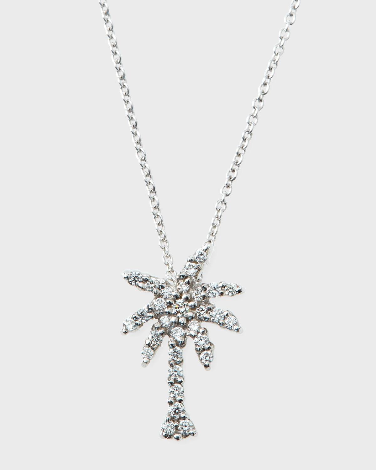 18k Gold Diamond Palm Tree Pendant Necklace Product Image