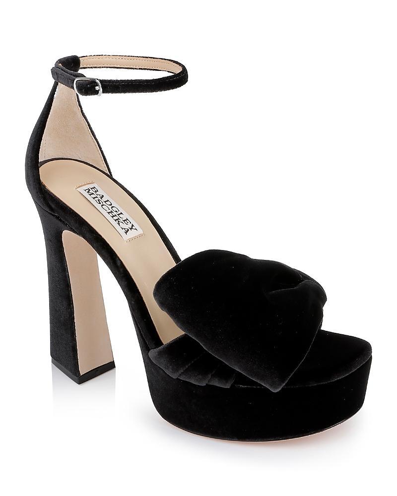 Badgley Mischka Womens Alora Ii Square Toe Bow Embellished High Heel Platform Sandals Product Image